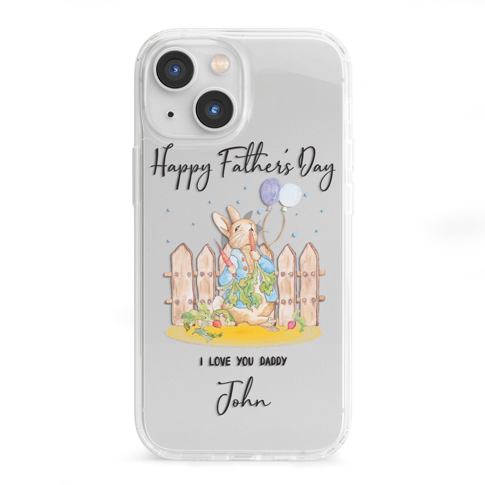 Custom Father s Day Rabbit iPhone 13 Mini Clear Bumper Case