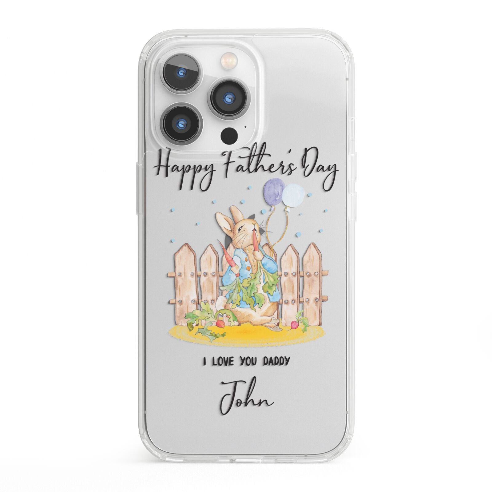 Custom Father s Day Rabbit iPhone 13 Pro Clear Bumper Case