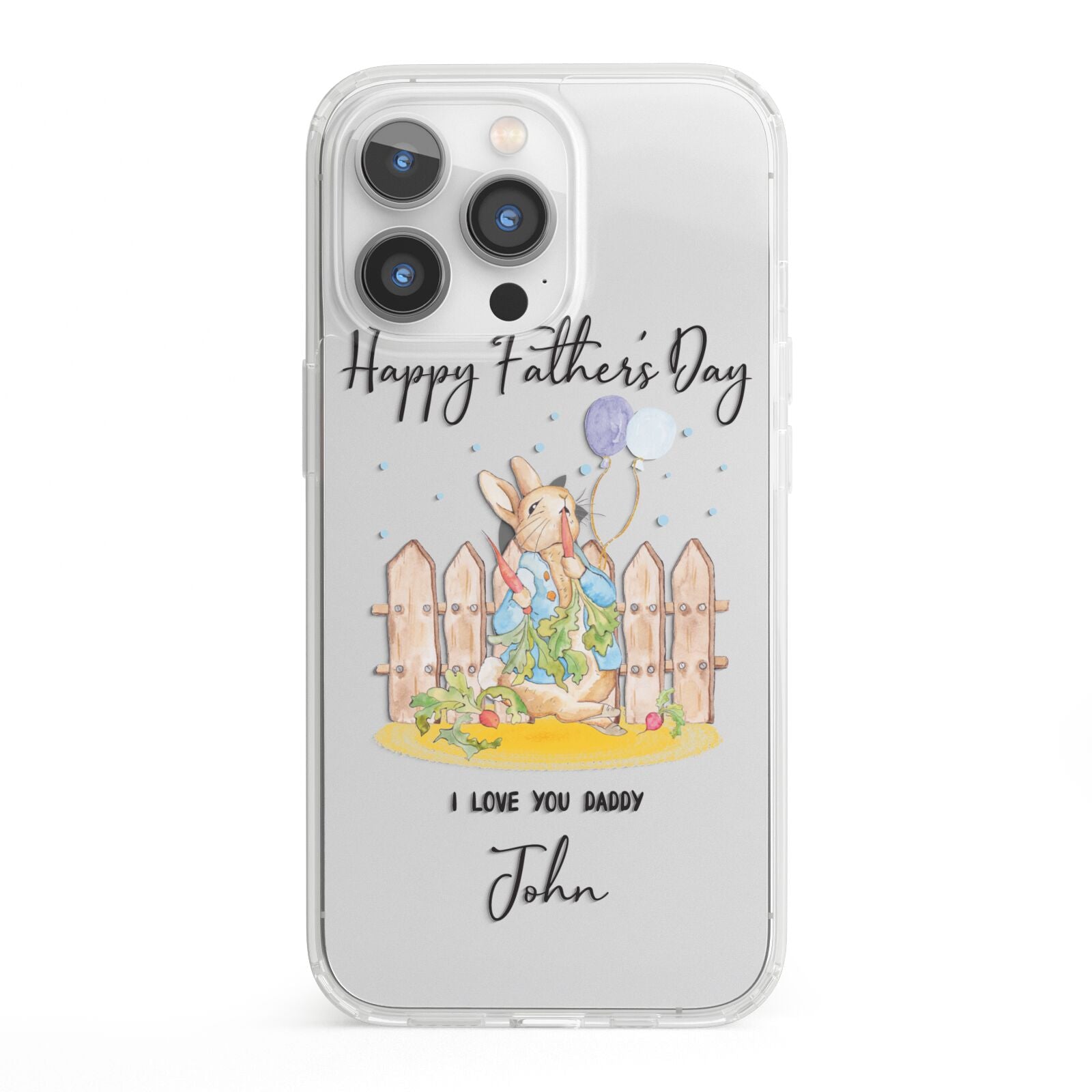 Custom Father s Day Rabbit iPhone 13 Pro Clear Bumper Case