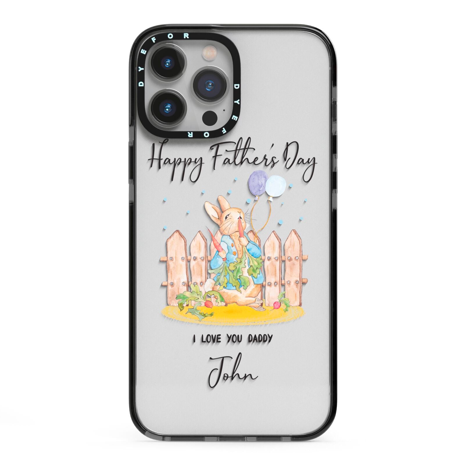 Custom Father s Day Rabbit iPhone 13 Pro Max Black Impact Case on Silver phone