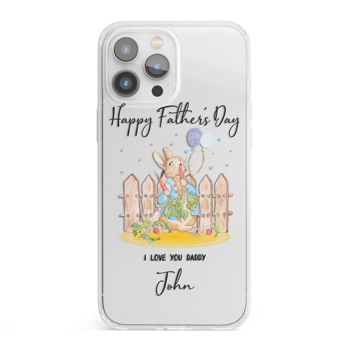 Custom Father s Day Rabbit iPhone 13 Pro Max Clear Bumper Case