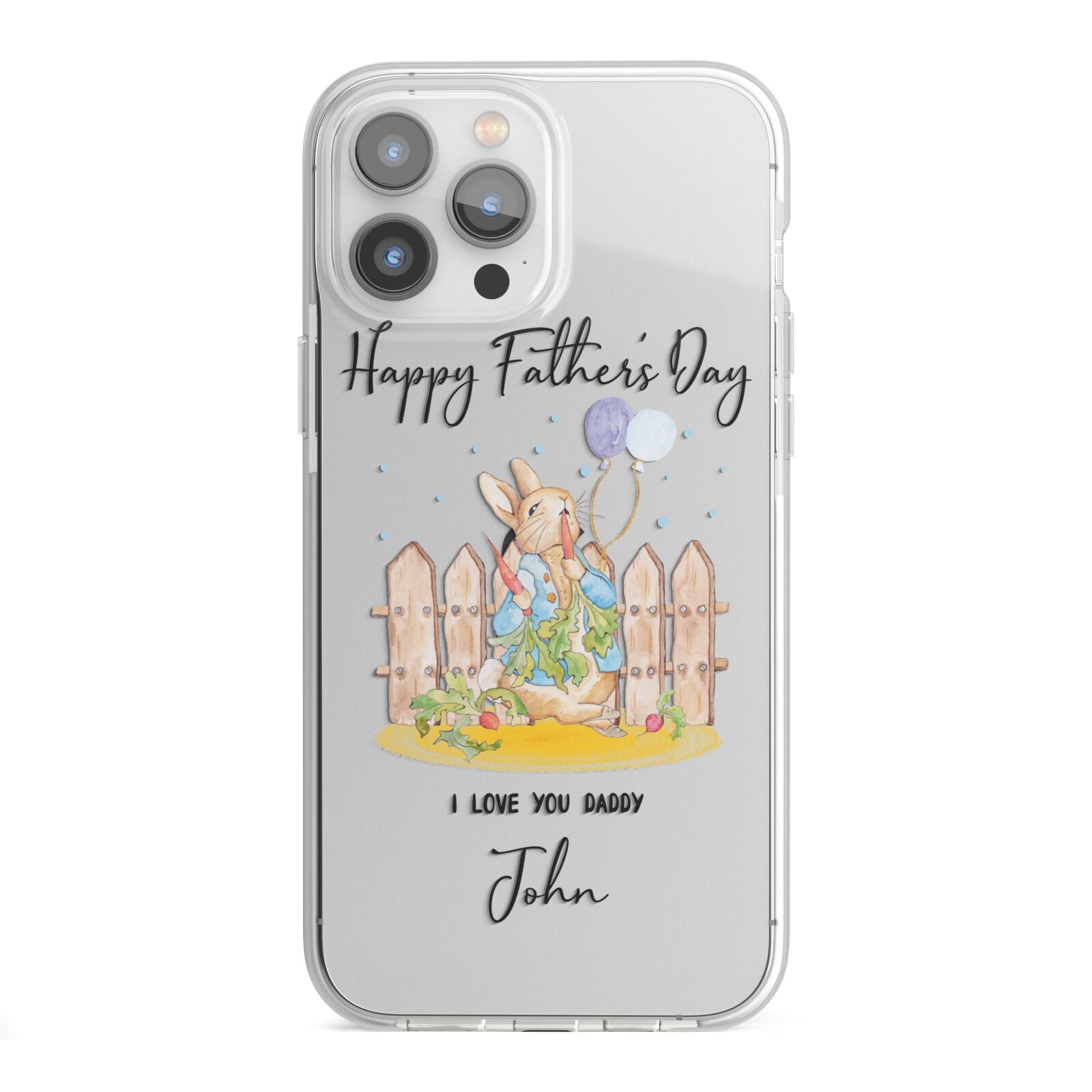 Custom Father s Day Rabbit iPhone 13 Pro Max TPU Impact Case with White Edges