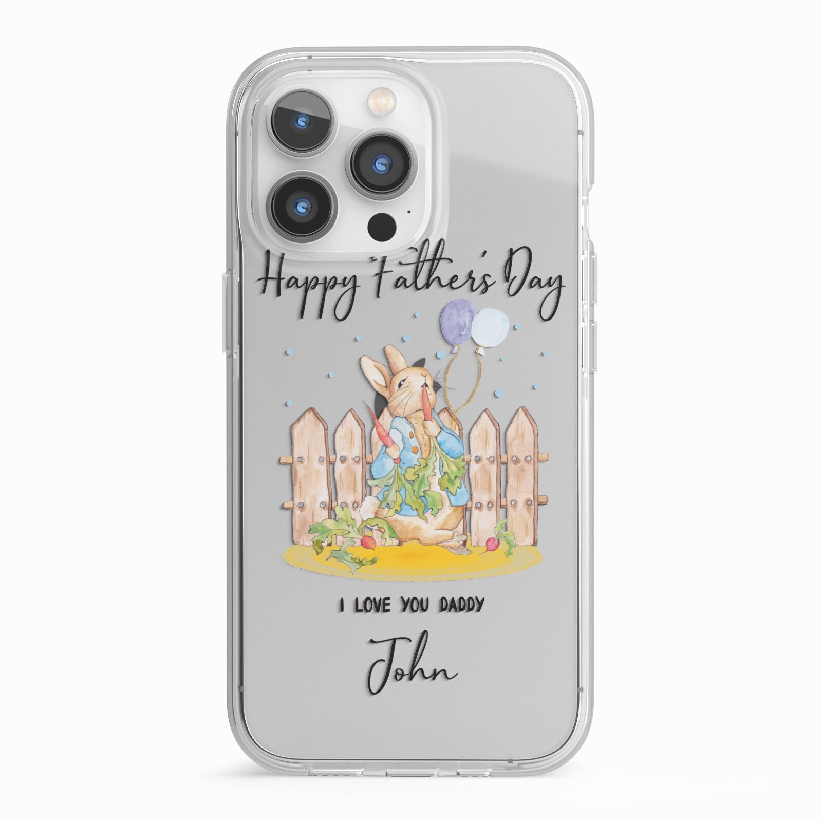 Custom Father s Day Rabbit iPhone 13 Pro TPU Impact Case with White Edges