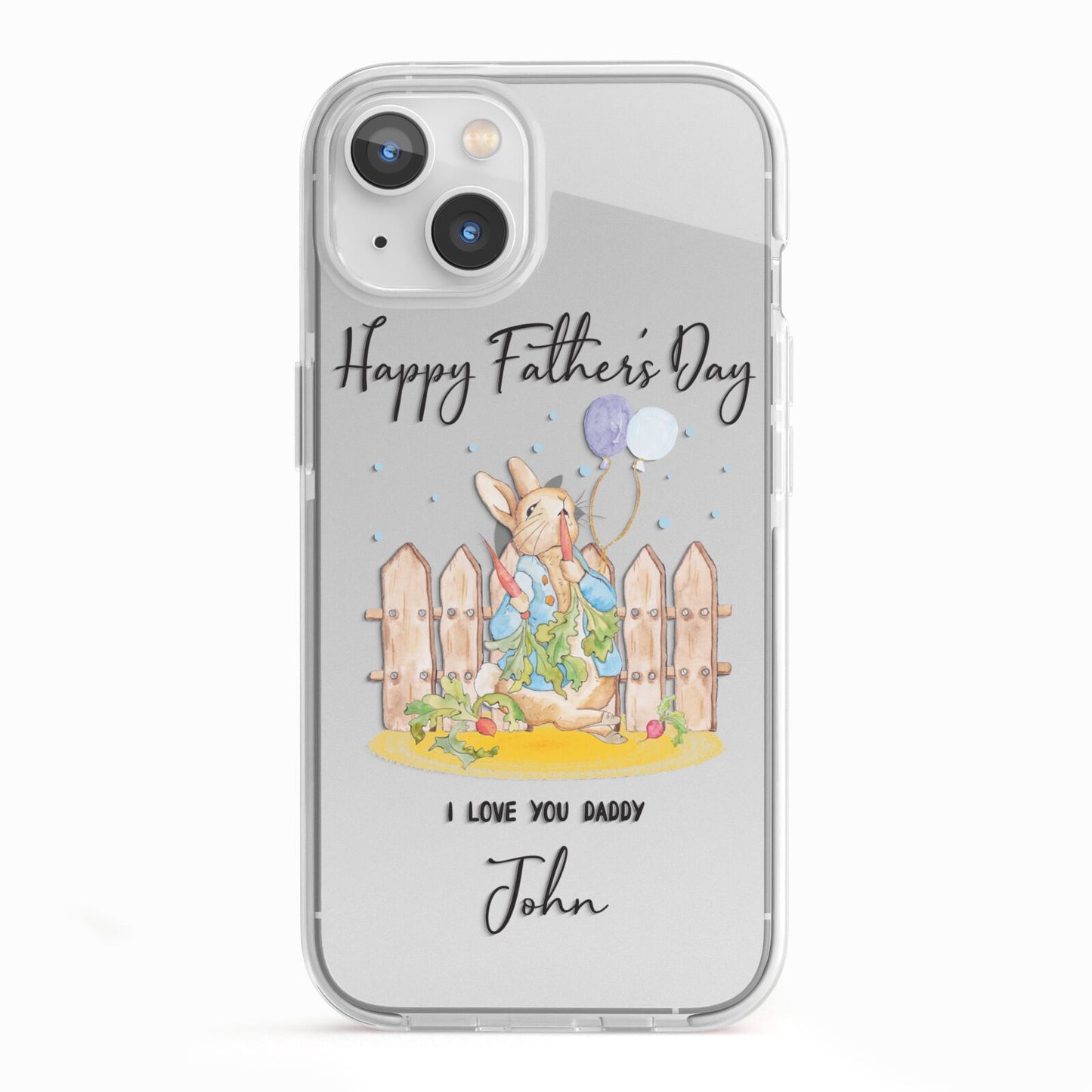 Custom Father s Day Rabbit iPhone 13 TPU Impact Case with White Edges