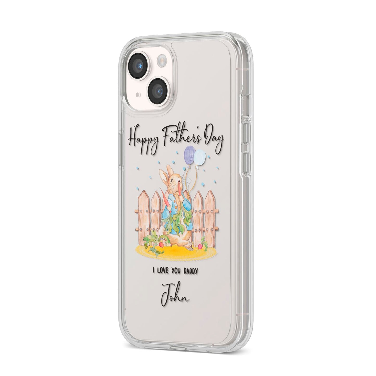 Custom Father s Day Rabbit iPhone 14 Clear Tough Case Starlight Angled Image