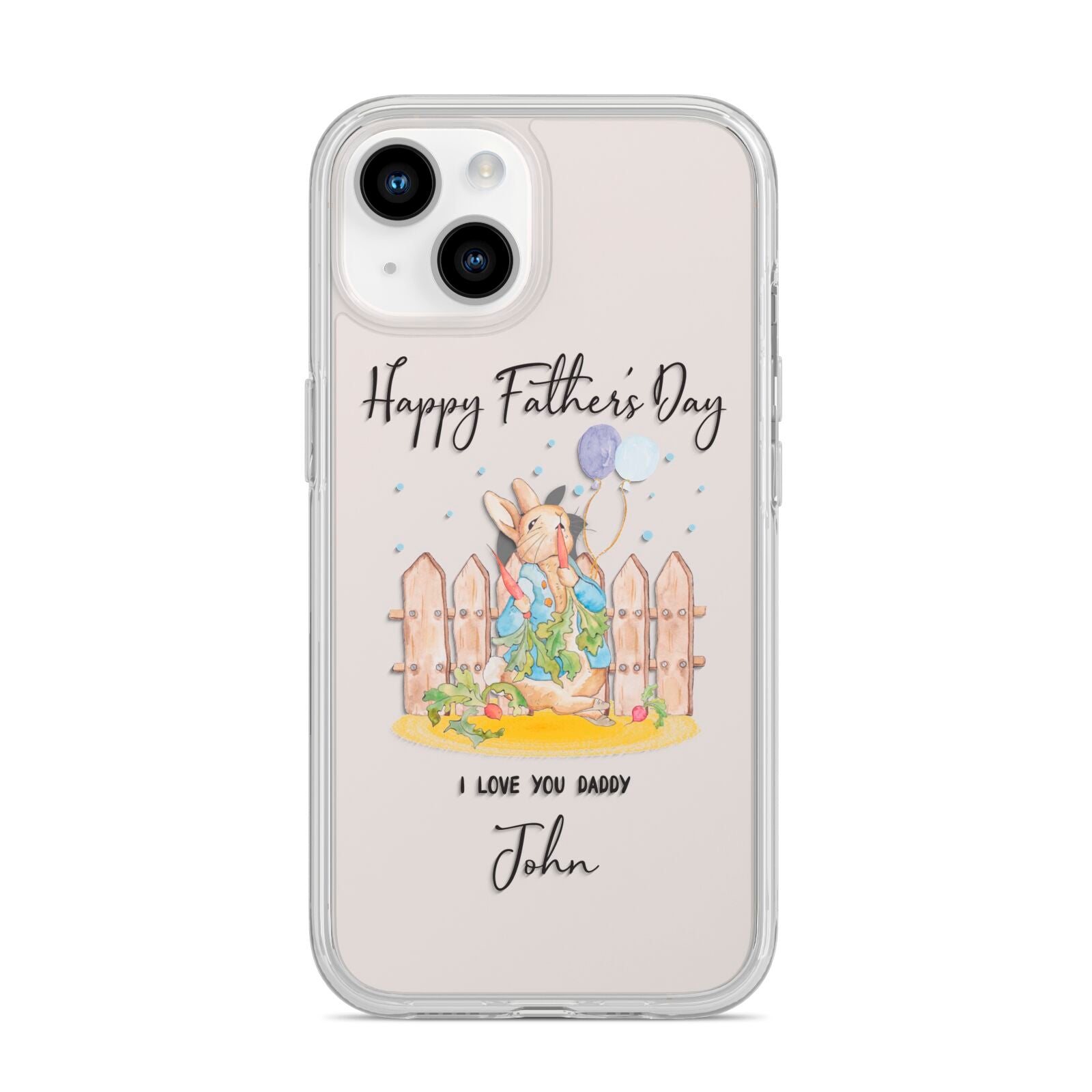 Custom Father s Day Rabbit iPhone 14 Clear Tough Case Starlight