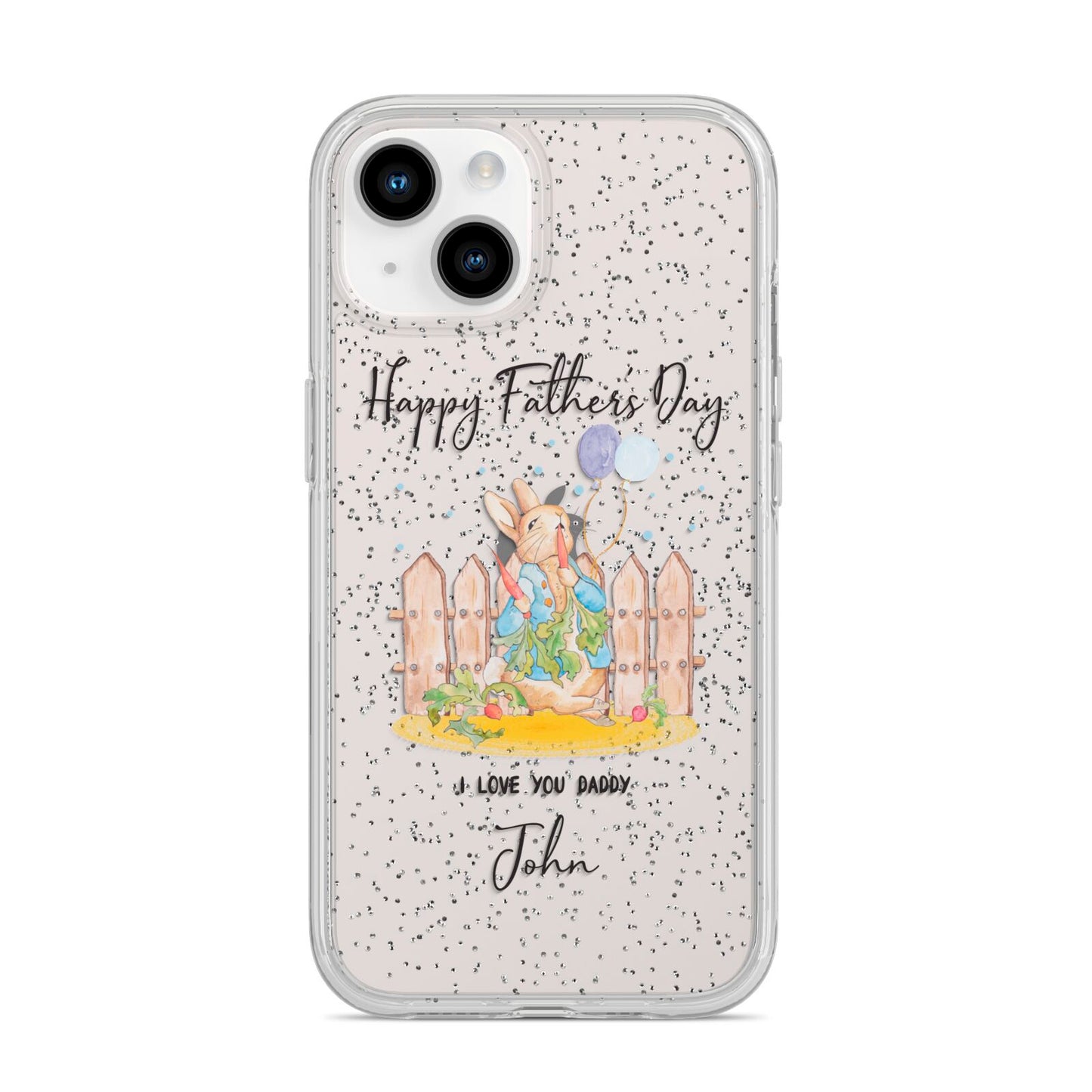 Custom Father s Day Rabbit iPhone 14 Glitter Tough Case Starlight