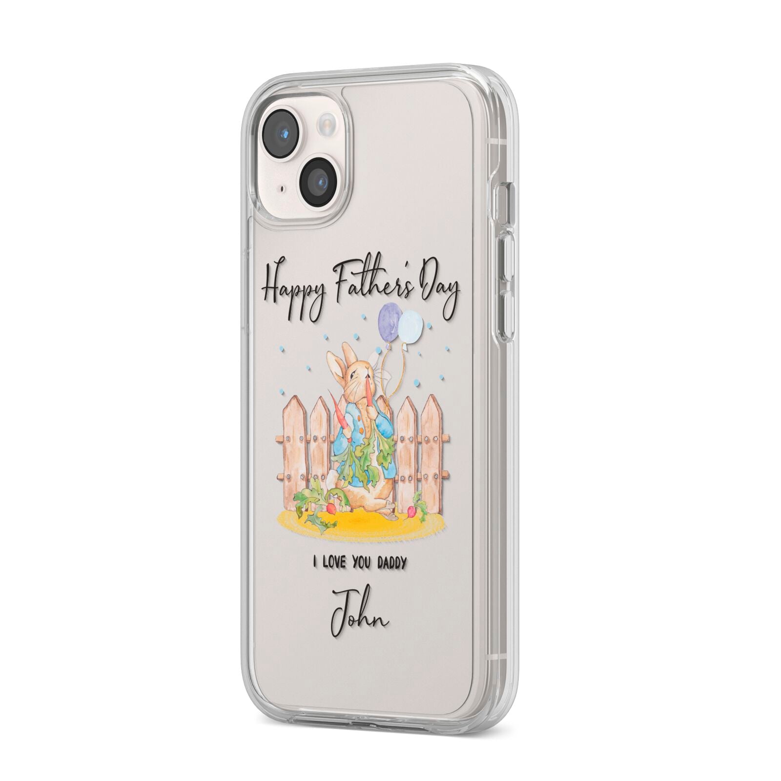 Custom Father s Day Rabbit iPhone 14 Plus Clear Tough Case Starlight Angled Image