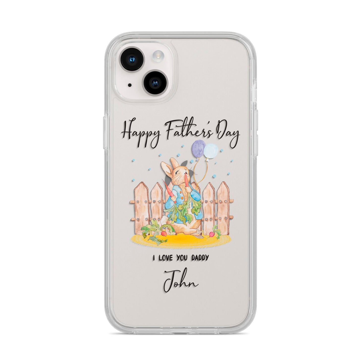 Custom Father s Day Rabbit iPhone 14 Plus Clear Tough Case Starlight