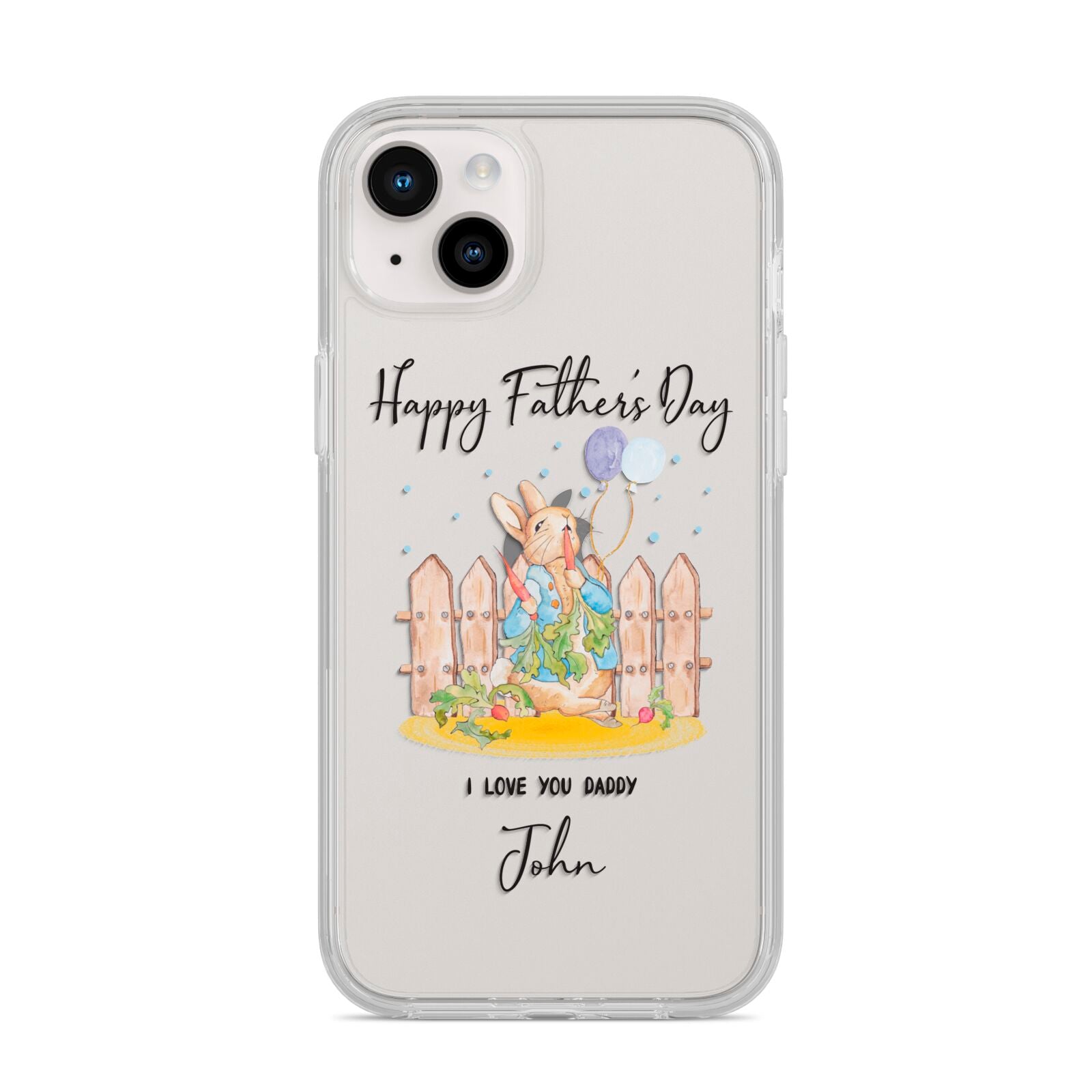 Custom Father s Day Rabbit iPhone 14 Plus Clear Tough Case Starlight