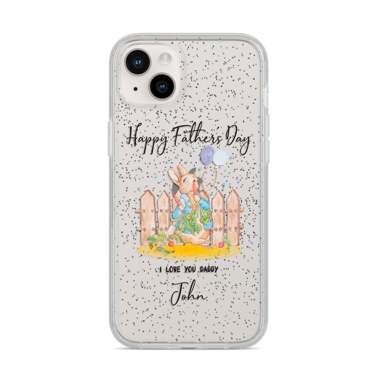 Custom Father s Day Rabbit iPhone 14 Plus Glitter Tough Case Starlight