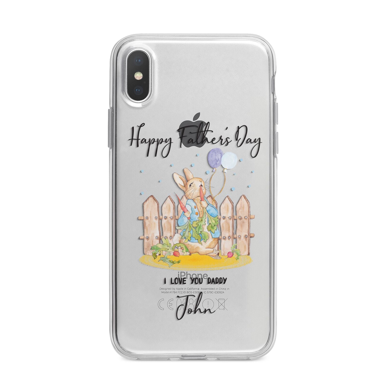 Custom Father s Day Rabbit iPhone X Bumper Case on Silver iPhone Alternative Image 1
