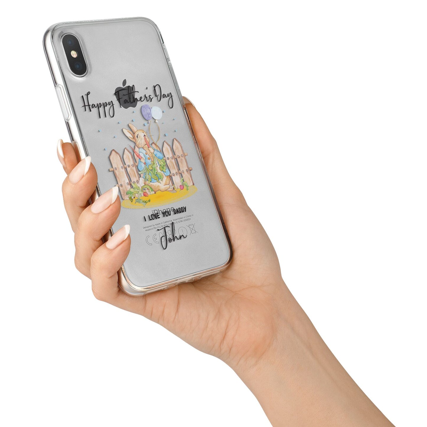 Custom Father s Day Rabbit iPhone X Bumper Case on Silver iPhone Alternative Image 2