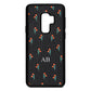 Custom Floral Black Pebble Leather Samsung S9 Plus Case