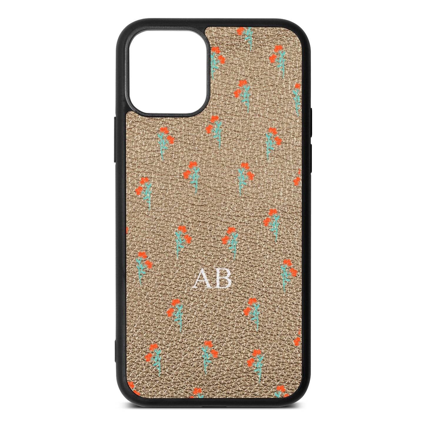 Custom Floral Gold Pebble Leather iPhone 11 Case