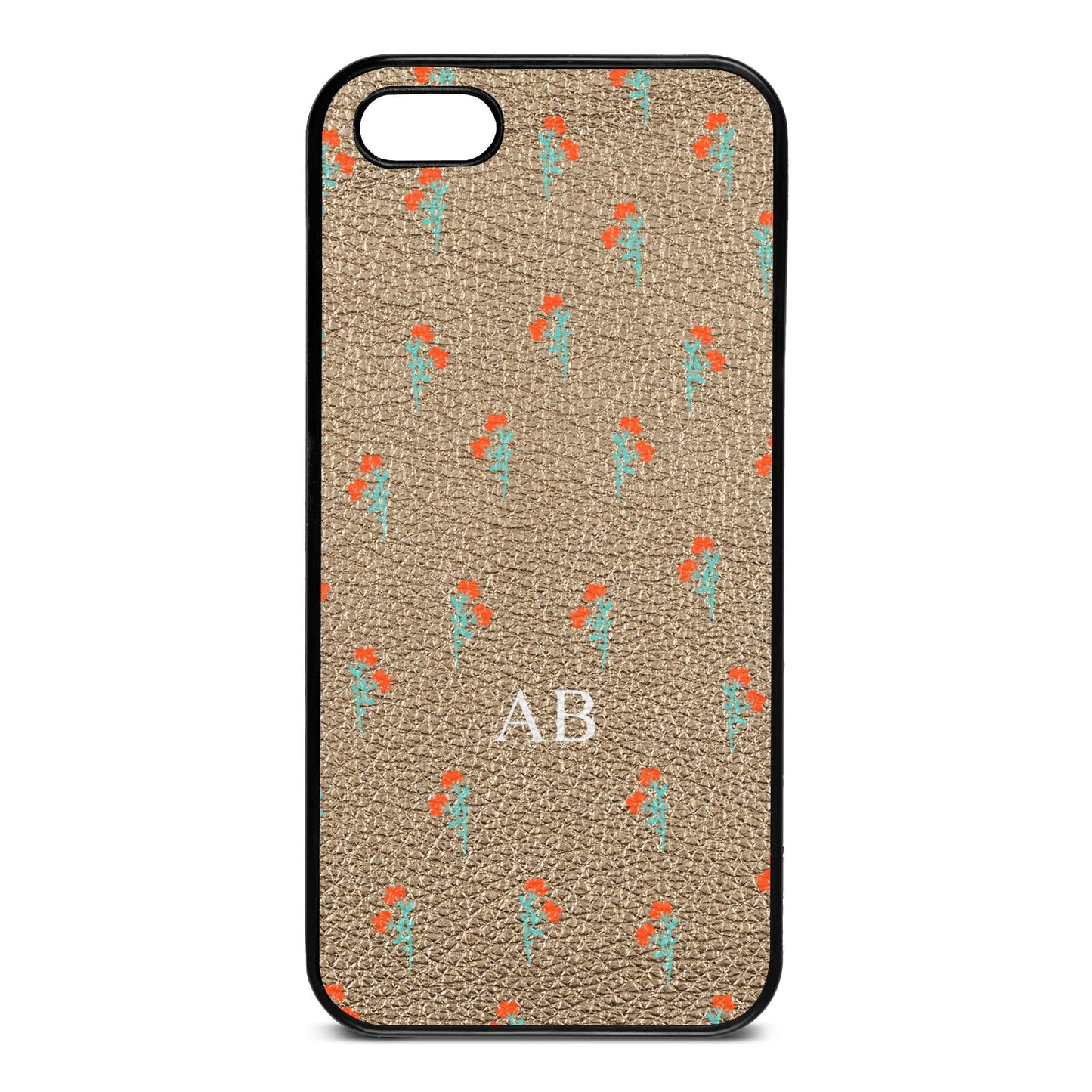 Custom Floral Gold Pebble Leather iPhone 5 Case