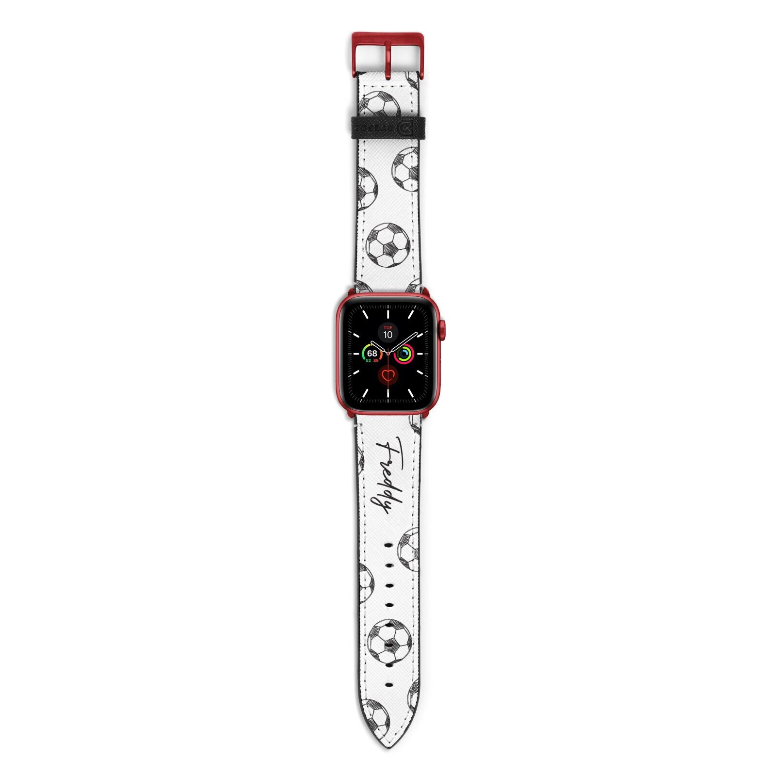 Custom Football Apple Watch Strap with Red Hardware