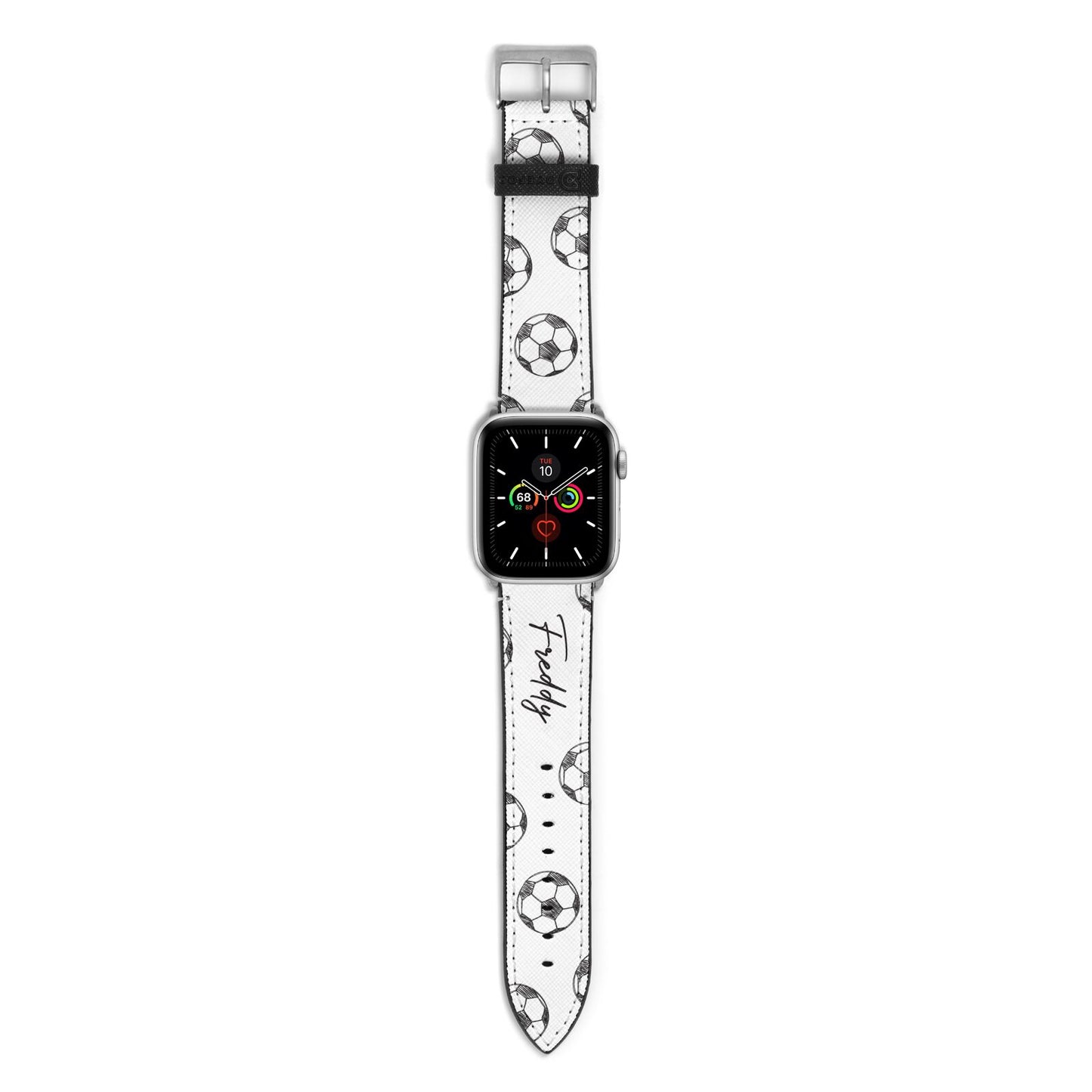 Custom Football Apple Watch Strap with Silver Hardware