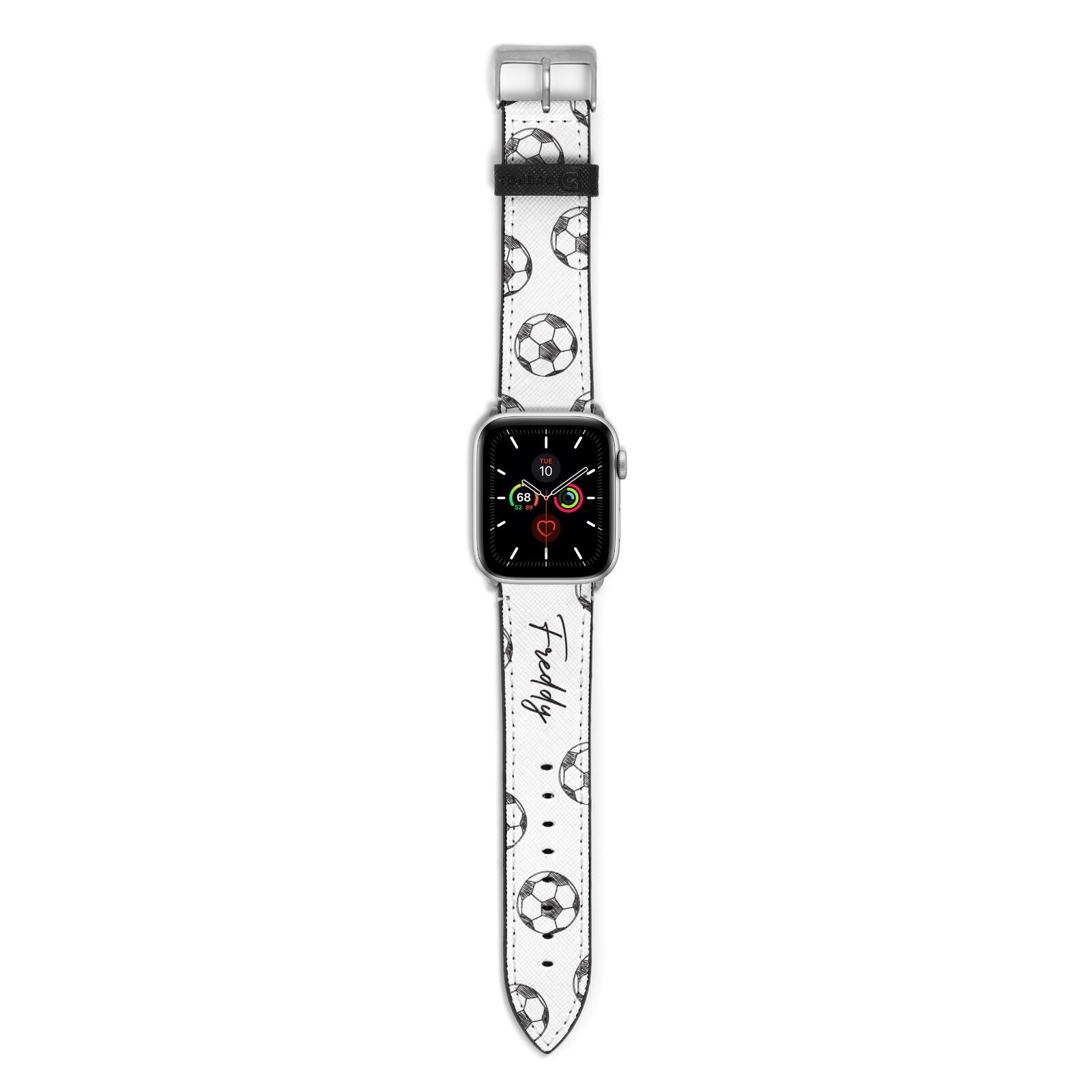 Custom Football Apple Watch Strap with Silver Hardware