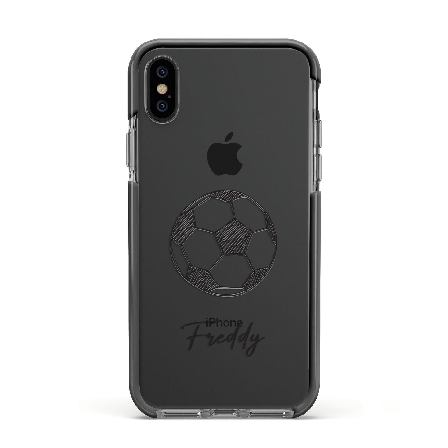 Custom Football Apple iPhone Xs Impact Case Black Edge on Black Phone