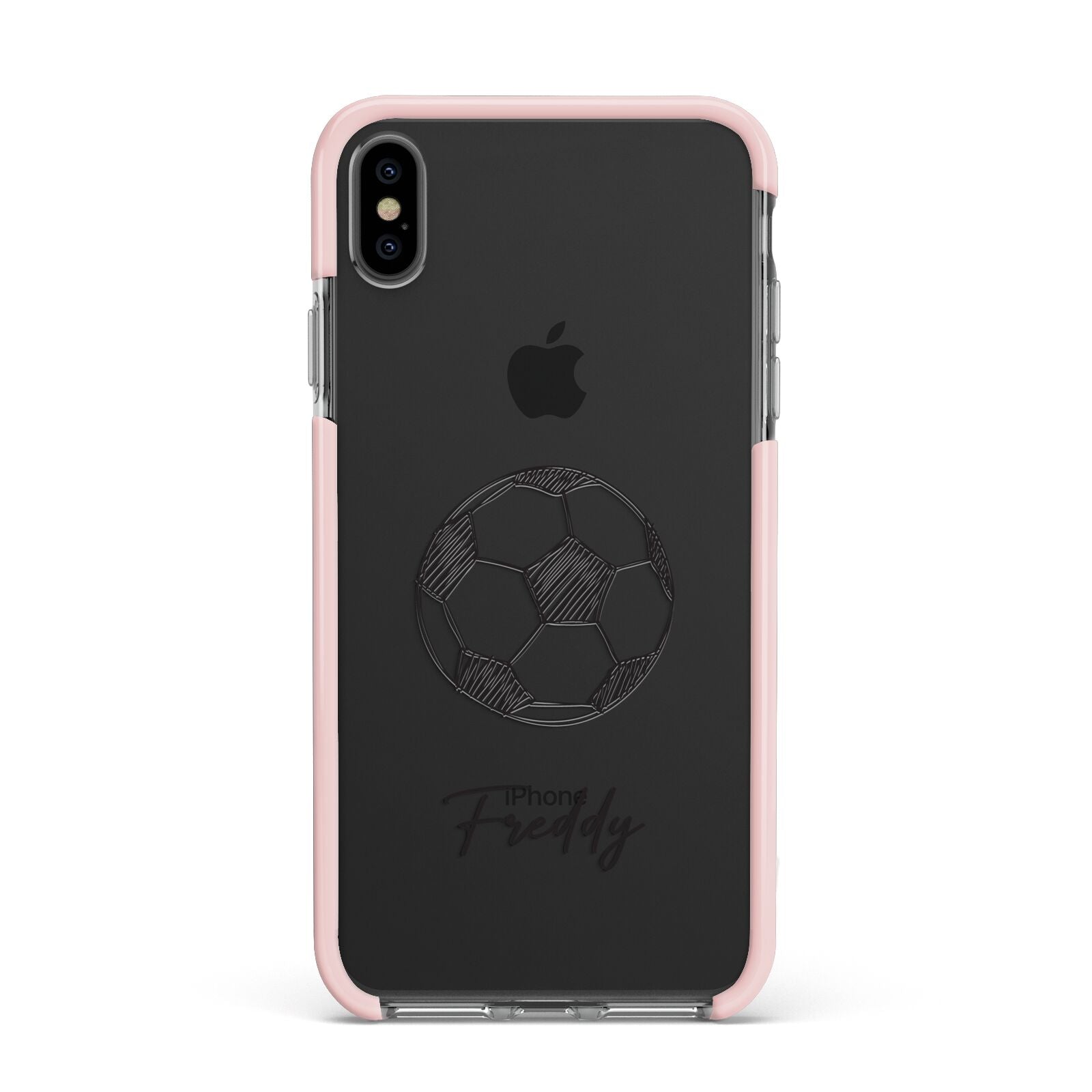 Custom Football Apple iPhone Xs Max Impact Case Pink Edge on Black Phone