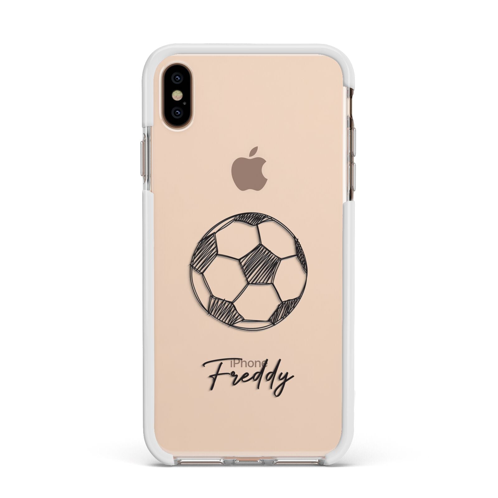 Custom Football Apple iPhone Xs Max Impact Case White Edge on Gold Phone