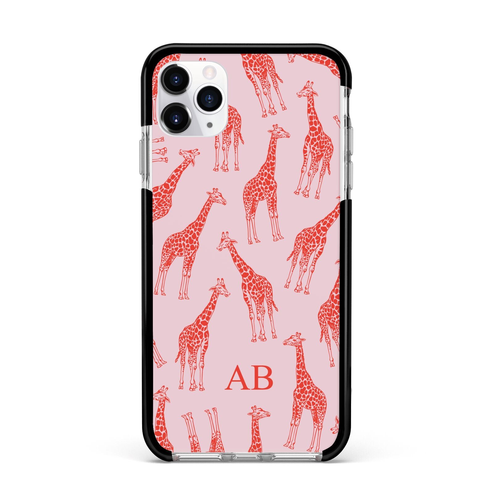 Custom Giraffe Apple iPhone 11 Pro Max in Silver with Black Impact Case