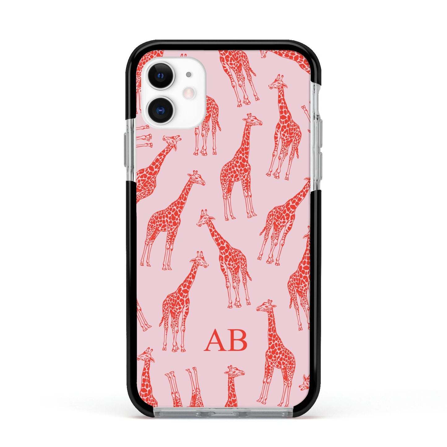 Custom Giraffe Apple iPhone 11 in White with Black Impact Case