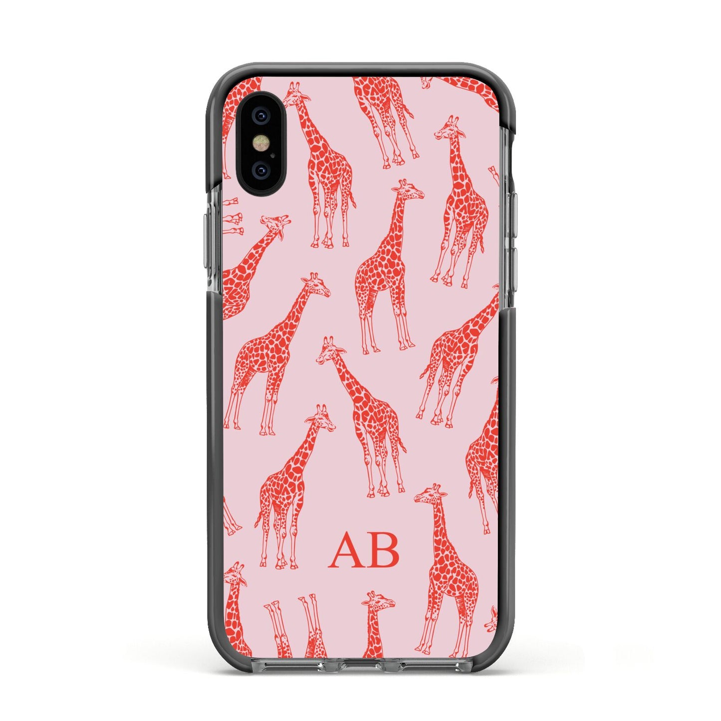 Custom Giraffe Apple iPhone Xs Impact Case Black Edge on Black Phone