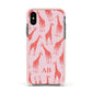 Custom Giraffe Apple iPhone Xs Impact Case Pink Edge on Black Phone