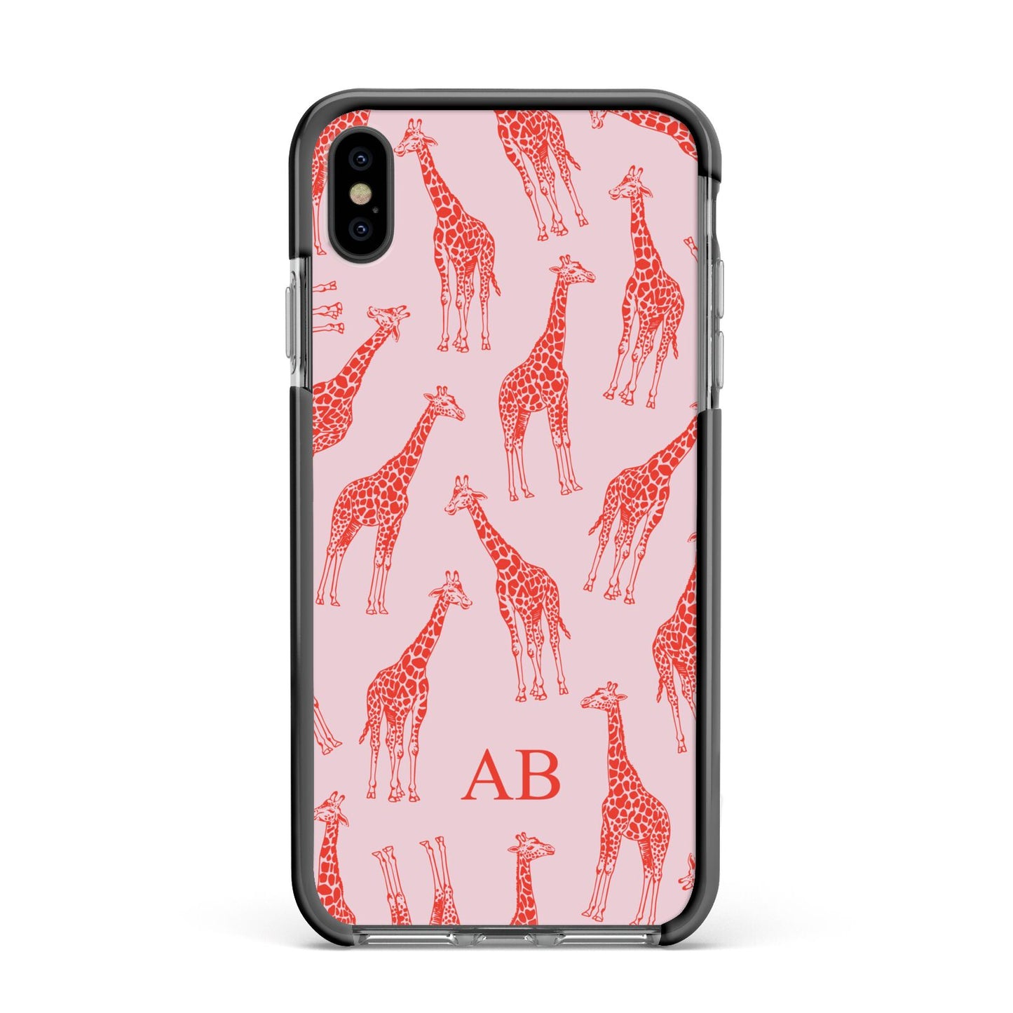 Custom Giraffe Apple iPhone Xs Max Impact Case Black Edge on Black Phone