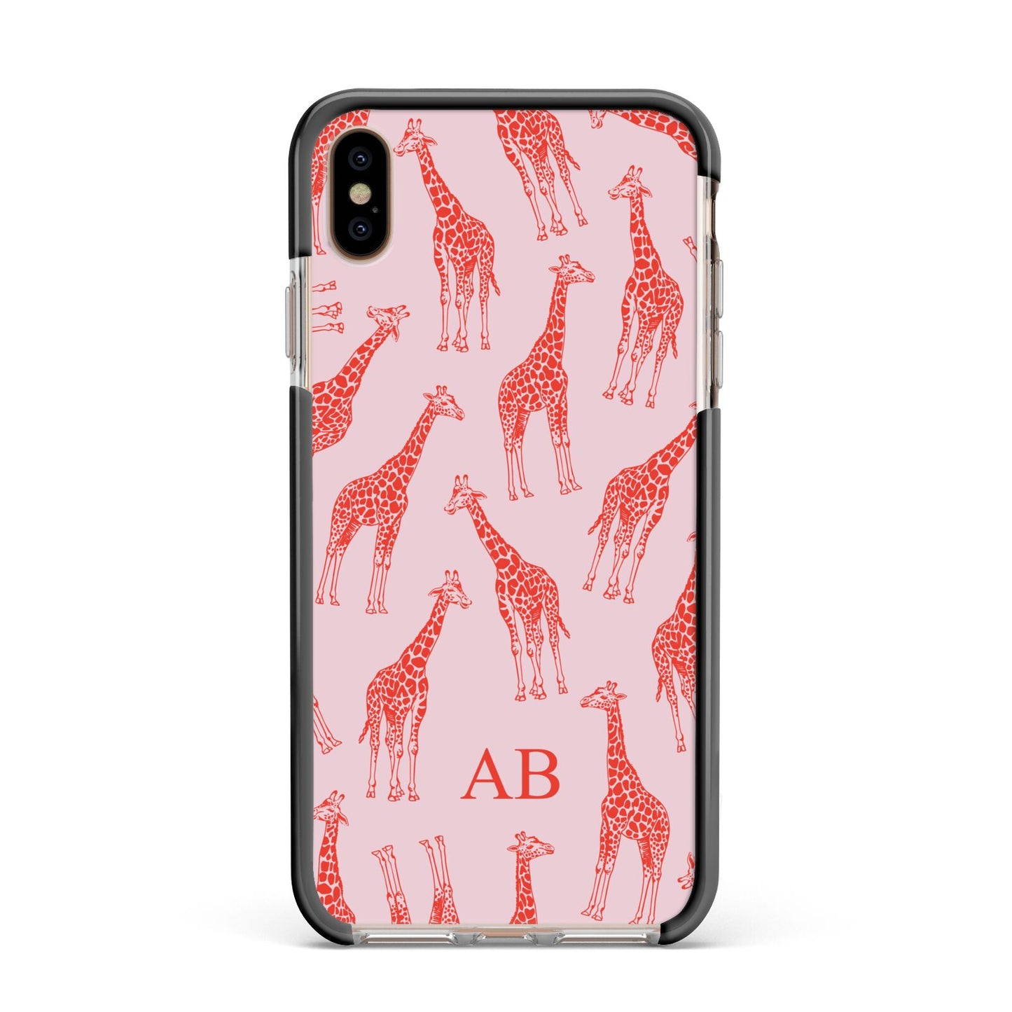 Custom Giraffe Apple iPhone Xs Max Impact Case Black Edge on Gold Phone