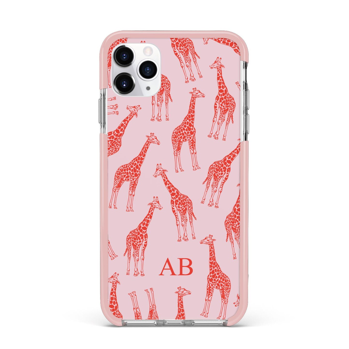 Custom Giraffe iPhone 11 Pro Max Impact Pink Edge Case