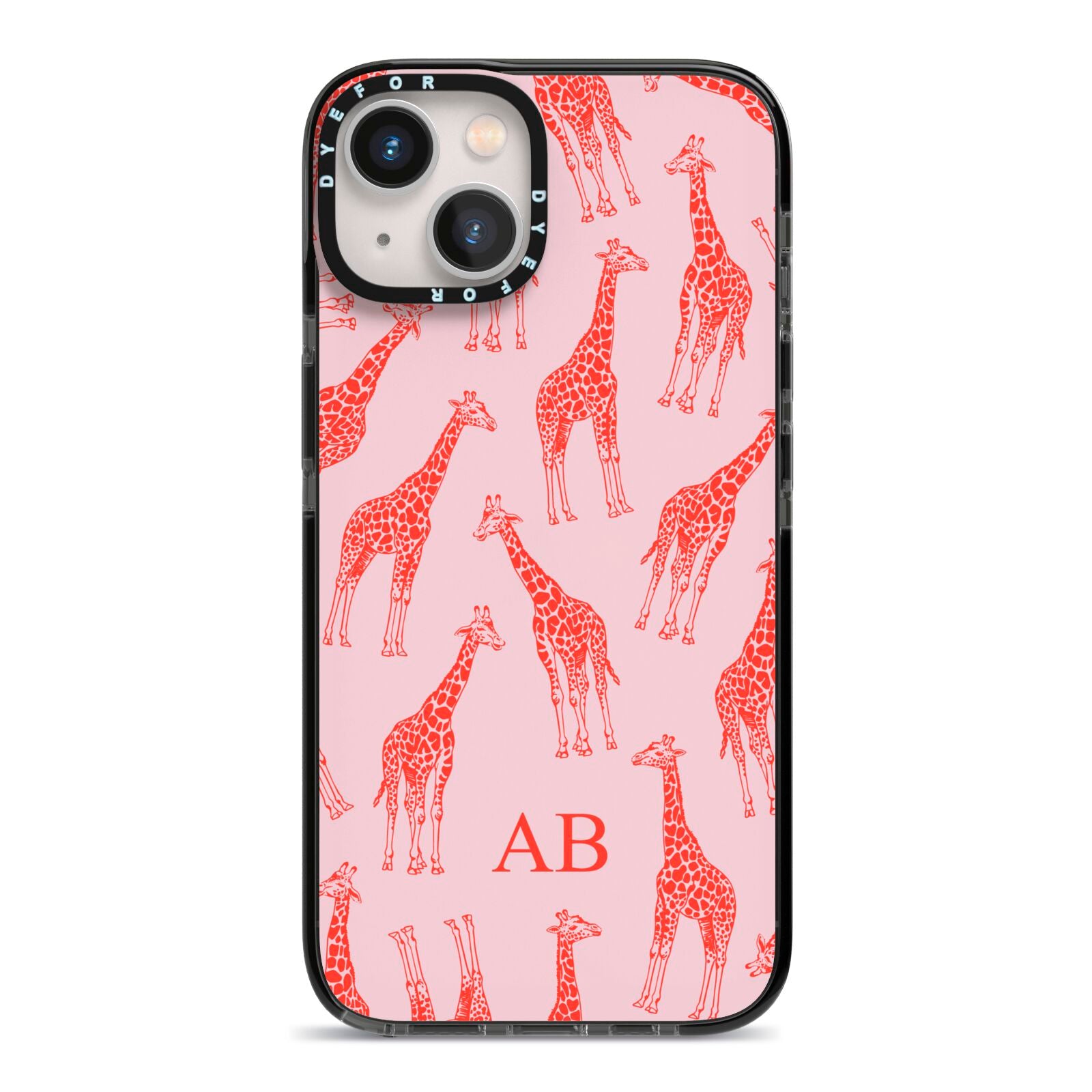 Custom Giraffe iPhone 13 Black Impact Case on Silver phone