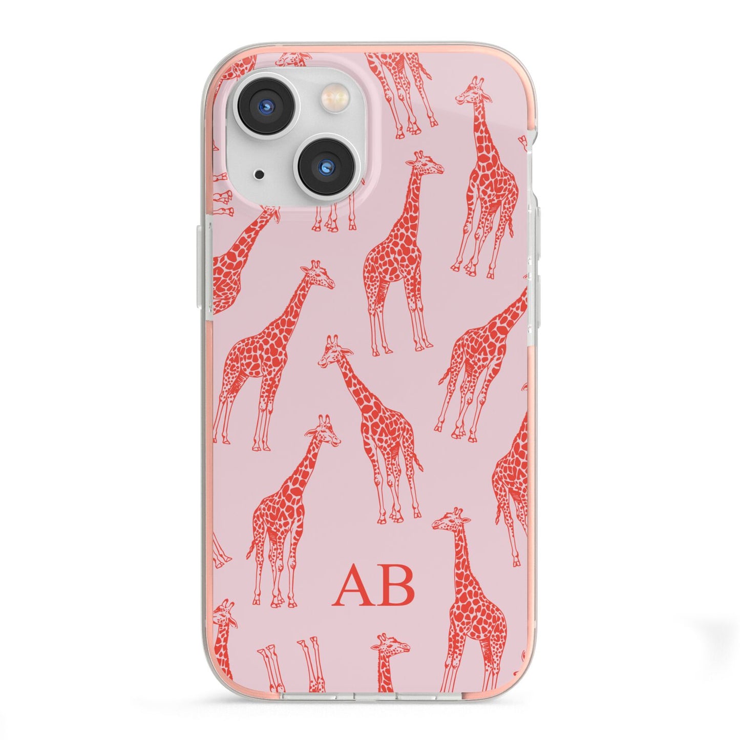 Custom Giraffe iPhone 13 Mini TPU Impact Case with Pink Edges