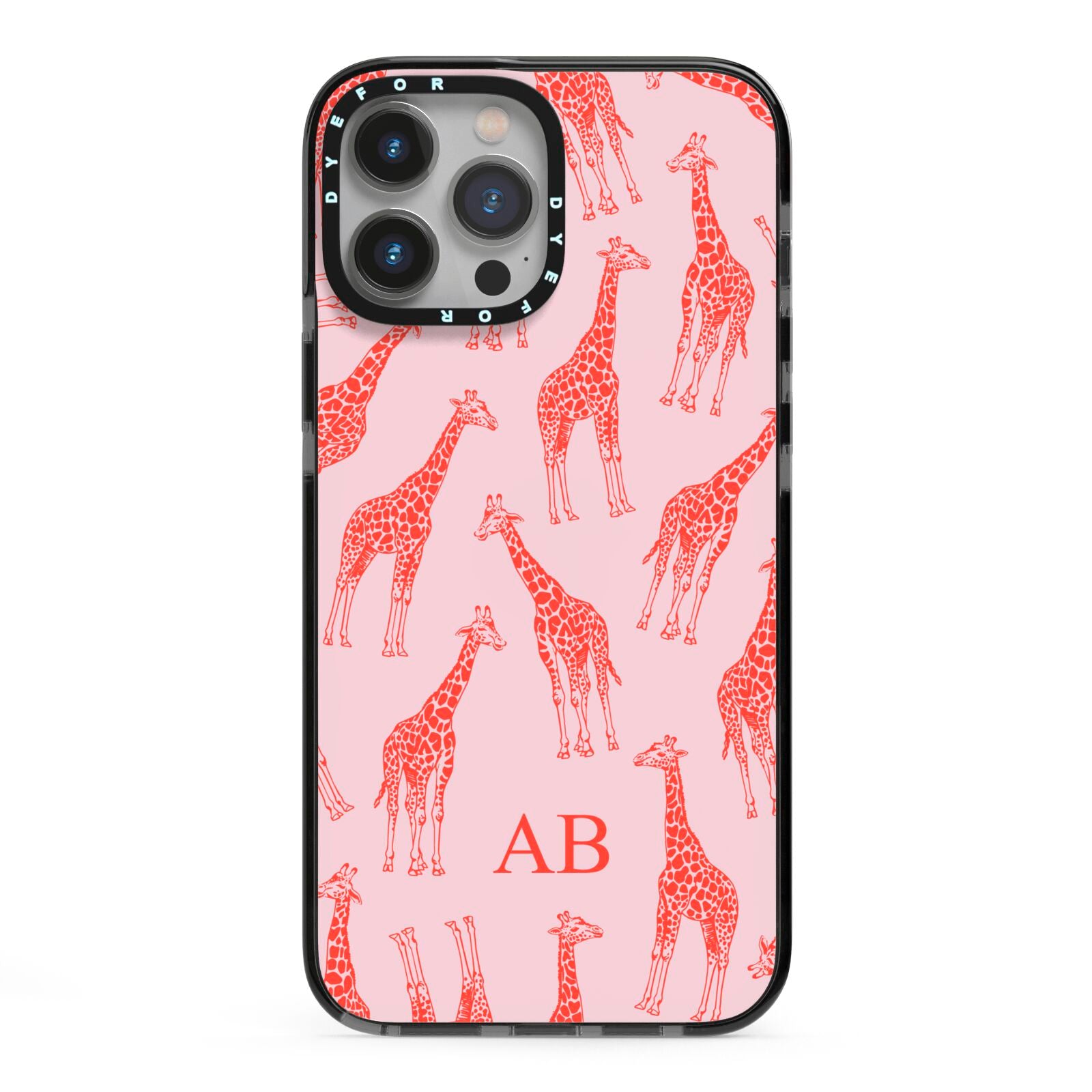 Custom Giraffe iPhone 13 Pro Max Black Impact Case on Silver phone