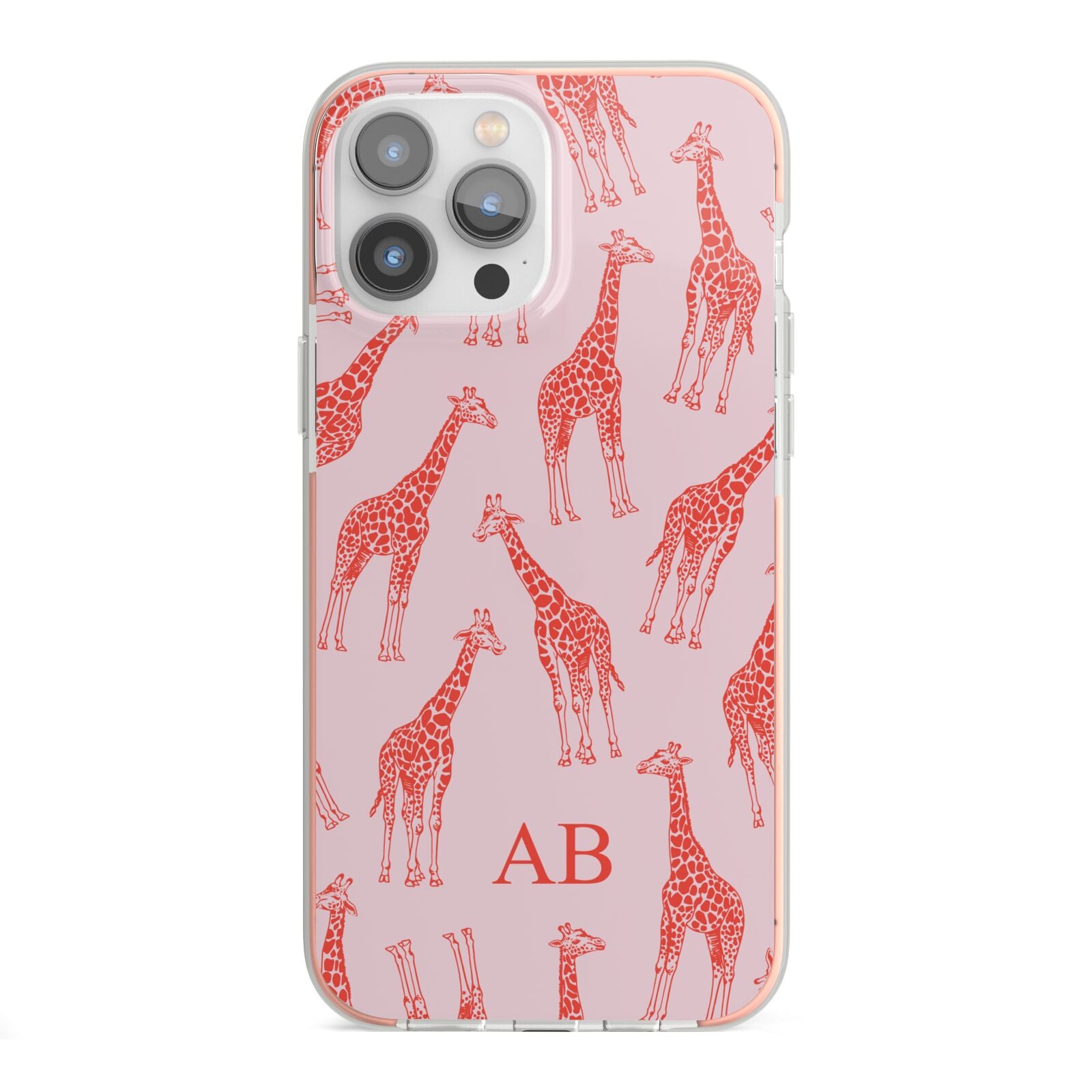 Custom Giraffe iPhone 13 Pro Max TPU Impact Case with Pink Edges