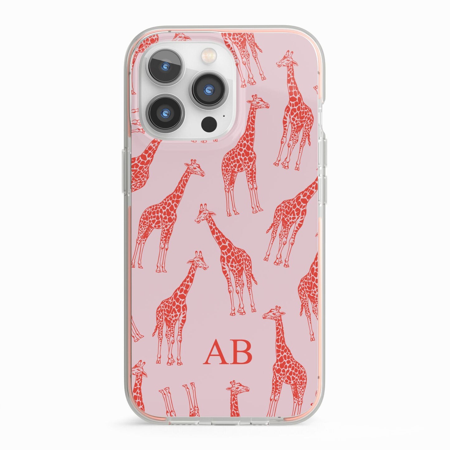Custom Giraffe iPhone 13 Pro TPU Impact Case with Pink Edges
