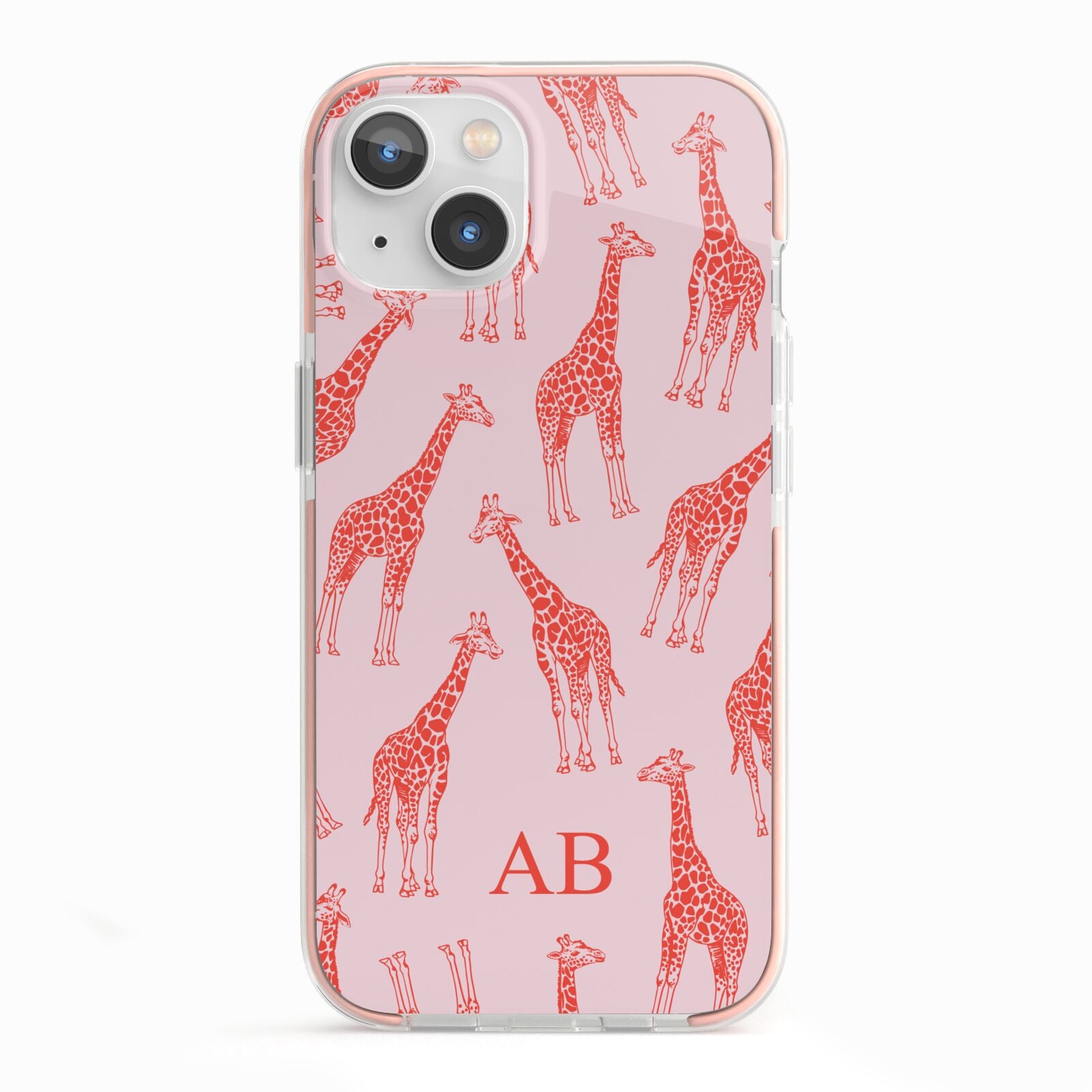 Custom Giraffe iPhone 13 TPU Impact Case with Pink Edges