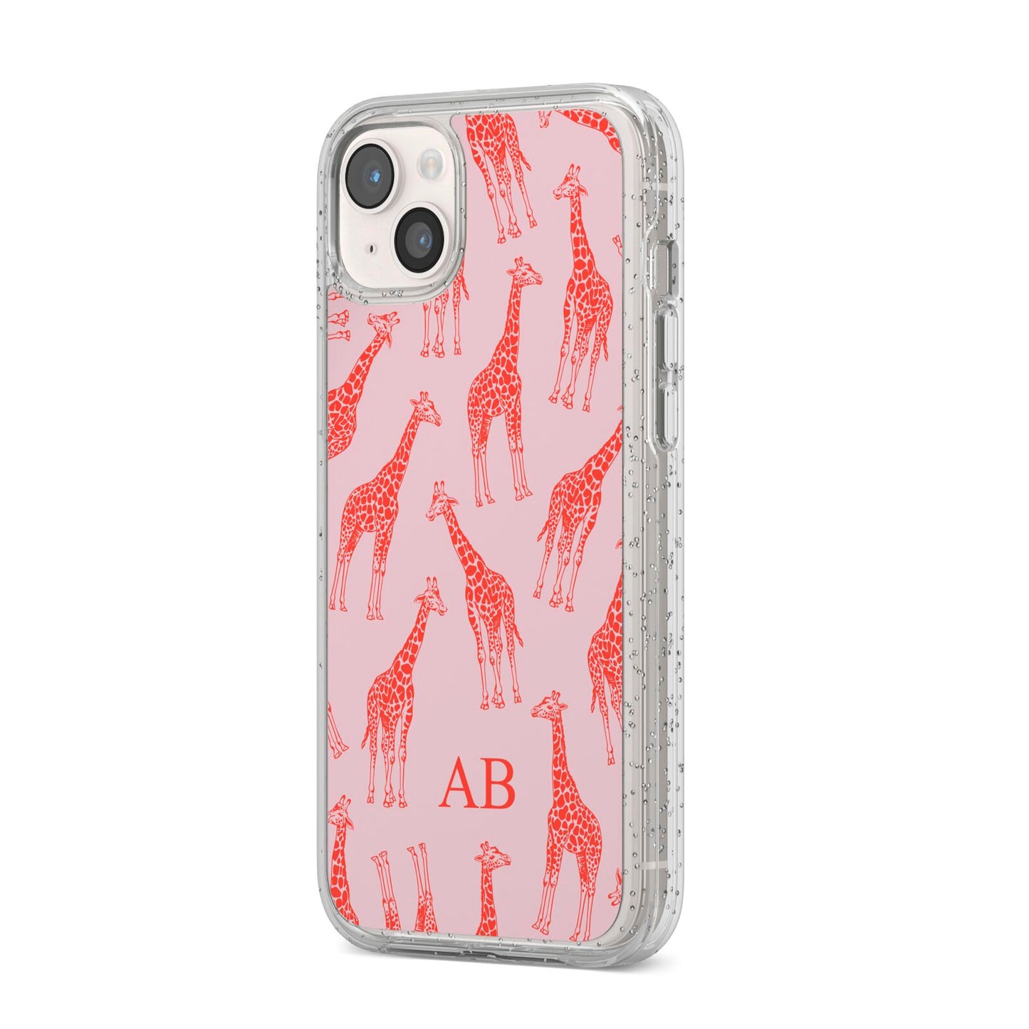Custom Giraffe iPhone 14 Plus Glitter Tough Case Starlight Angled Image