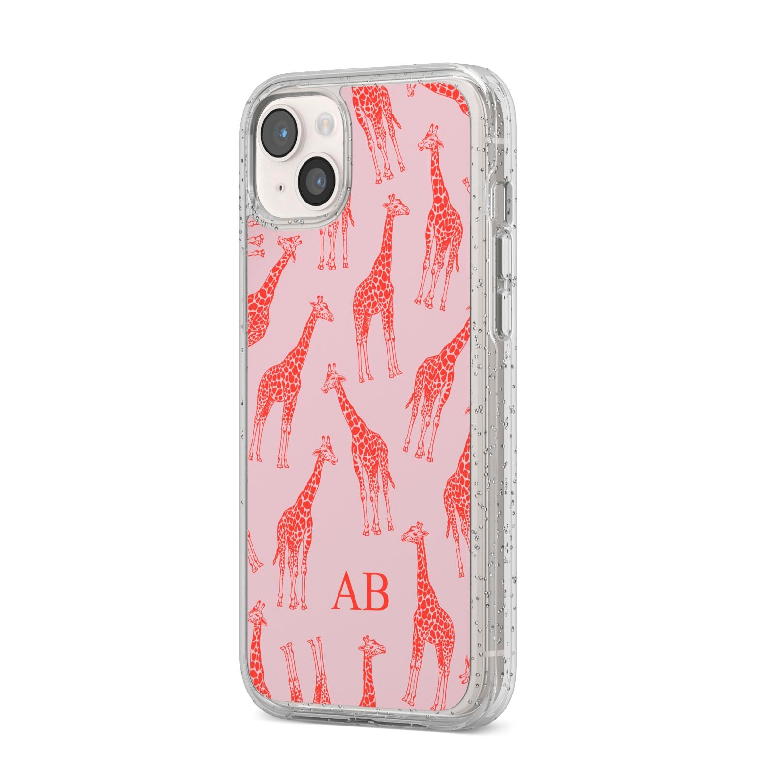 Custom Giraffe iPhone 14 Plus Glitter Tough Case Starlight Angled Image