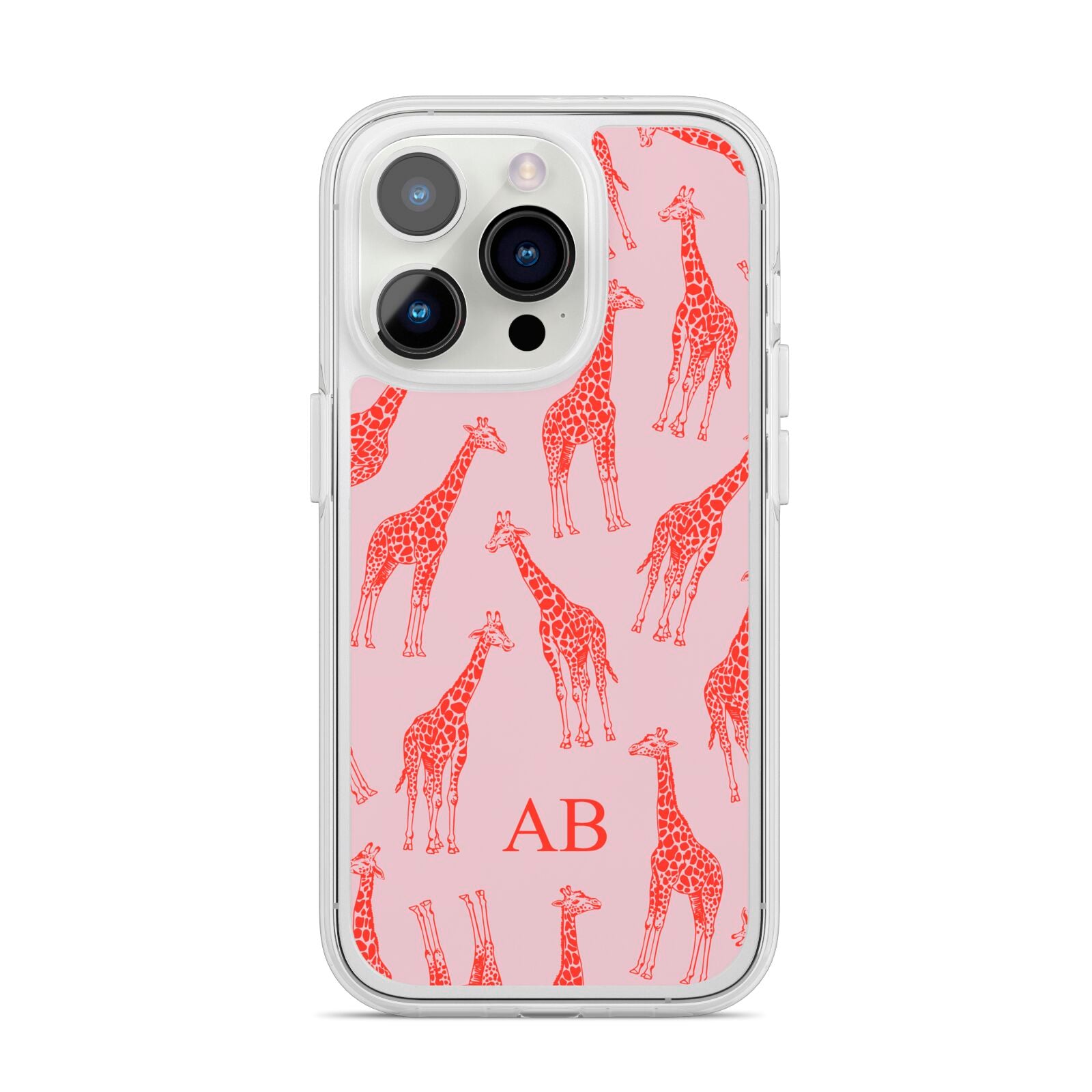 Custom Giraffe iPhone 14 Pro Clear Tough Case Silver