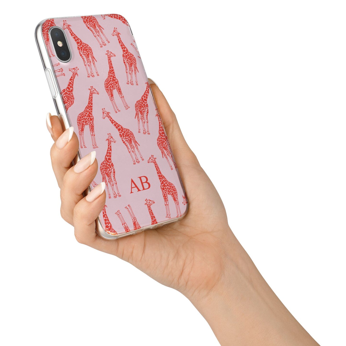 Custom Giraffe iPhone X Bumper Case on Silver iPhone Alternative Image 2