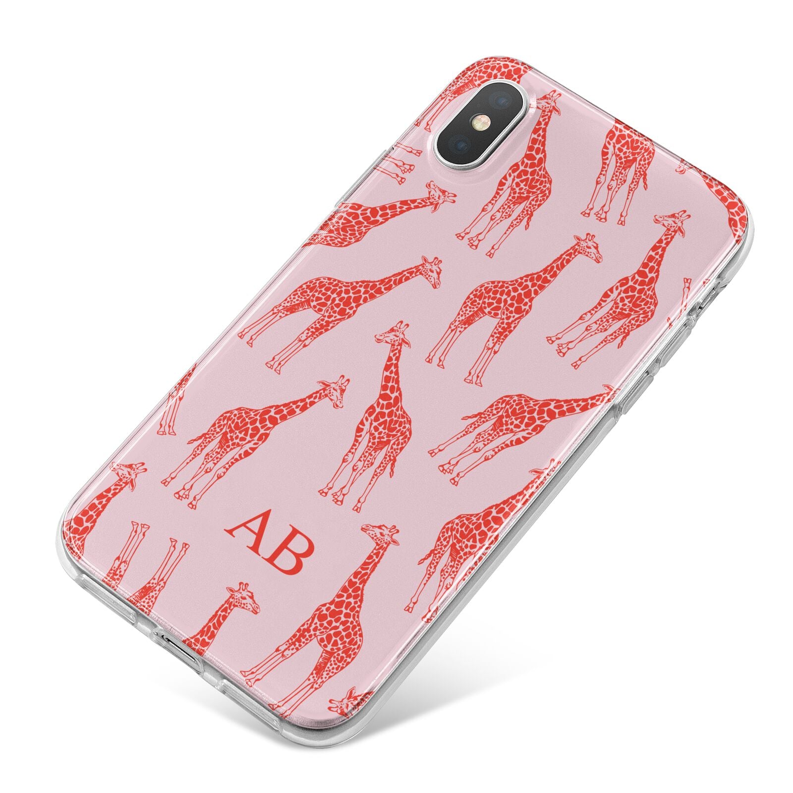 Custom Giraffe iPhone X Bumper Case on Silver iPhone