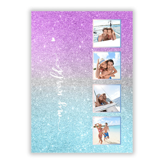 Custom Glitter Photo A5 Flat Greetings Card