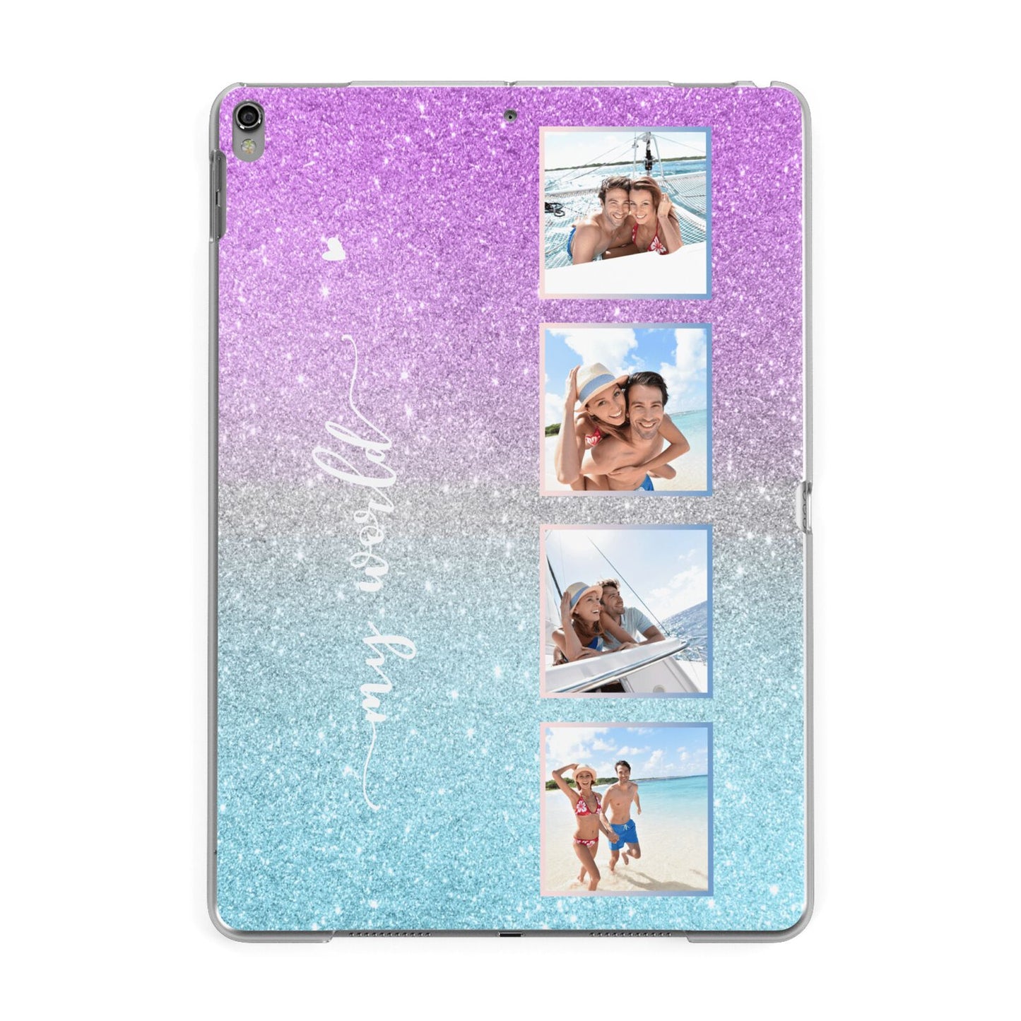 Custom Glitter Photo Apple iPad Grey Case