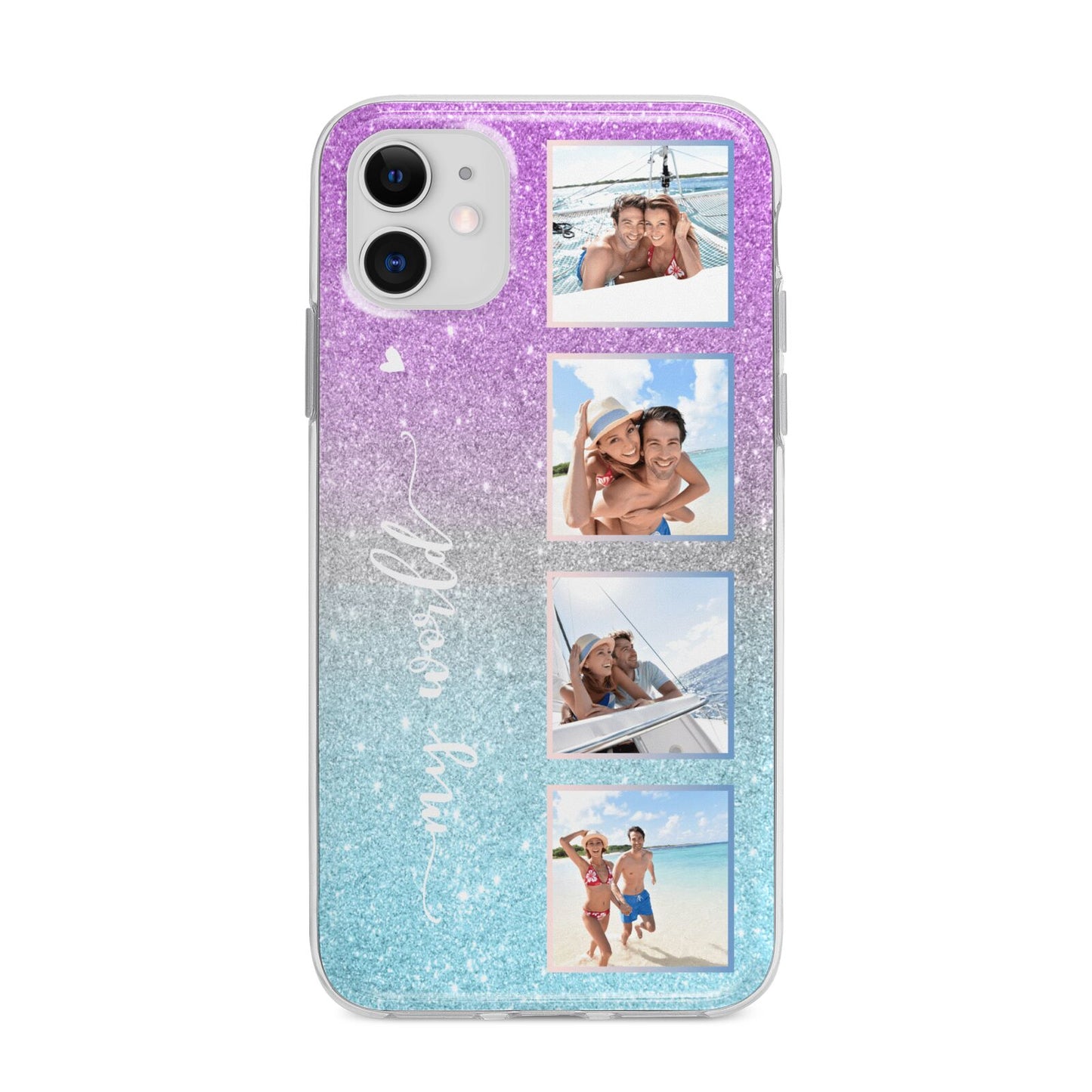 Custom Glitter Photo Apple iPhone 11 in White with Bumper Case