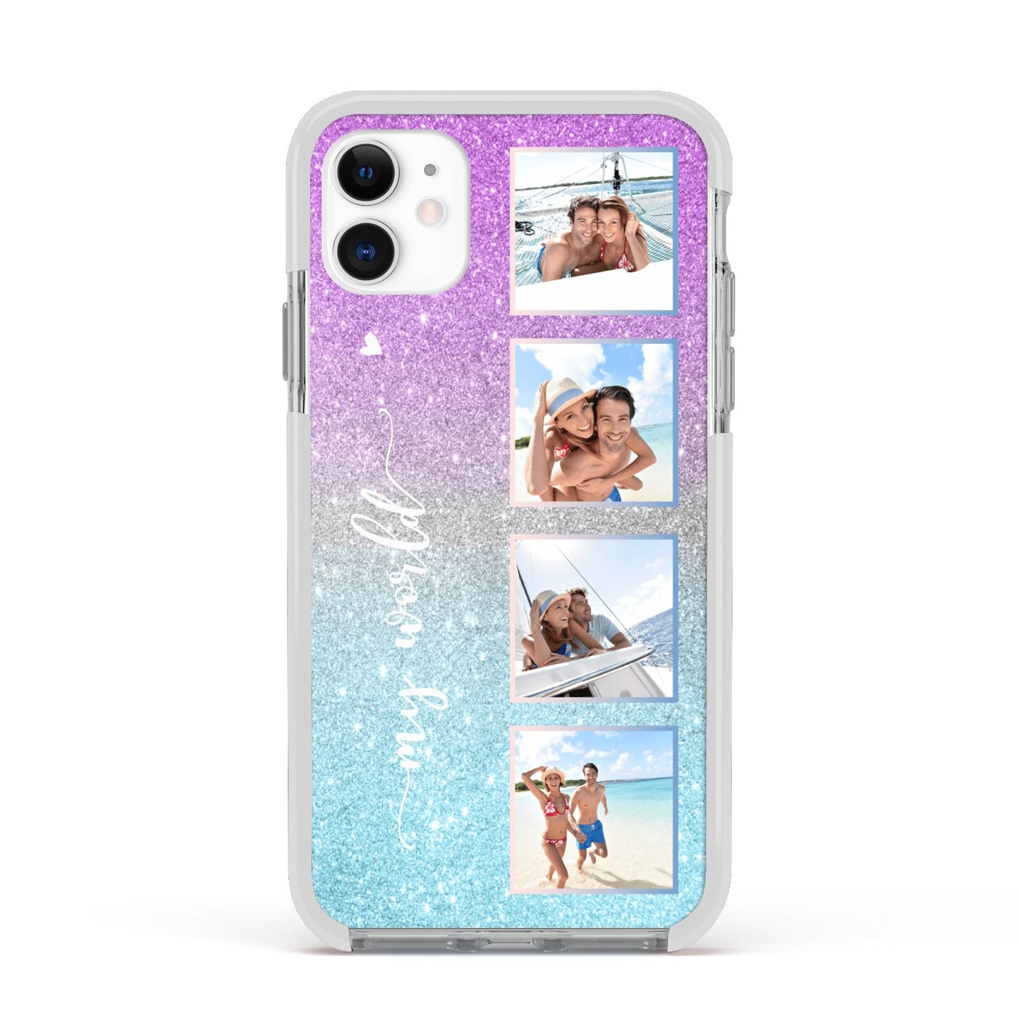 Custom Glitter Photo Apple iPhone 11 in White with White Impact Case