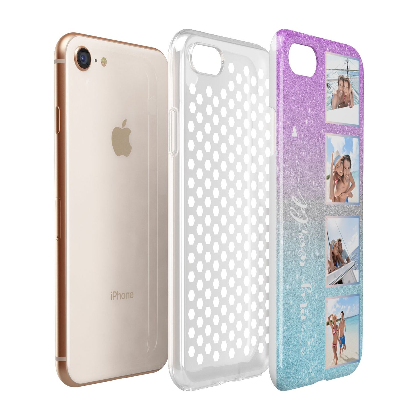 Custom Glitter Photo Apple iPhone 7 8 3D Tough Case Expanded View