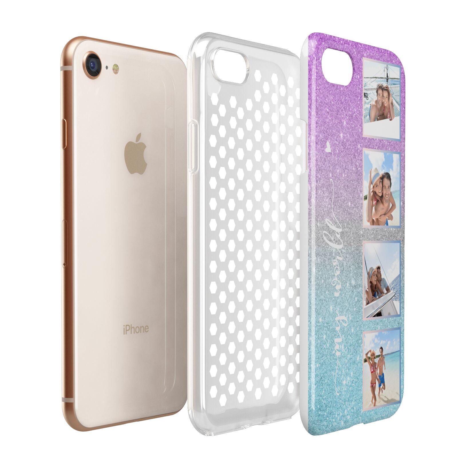 Custom Glitter Photo Apple iPhone 7 8 3D Tough Case Expanded View